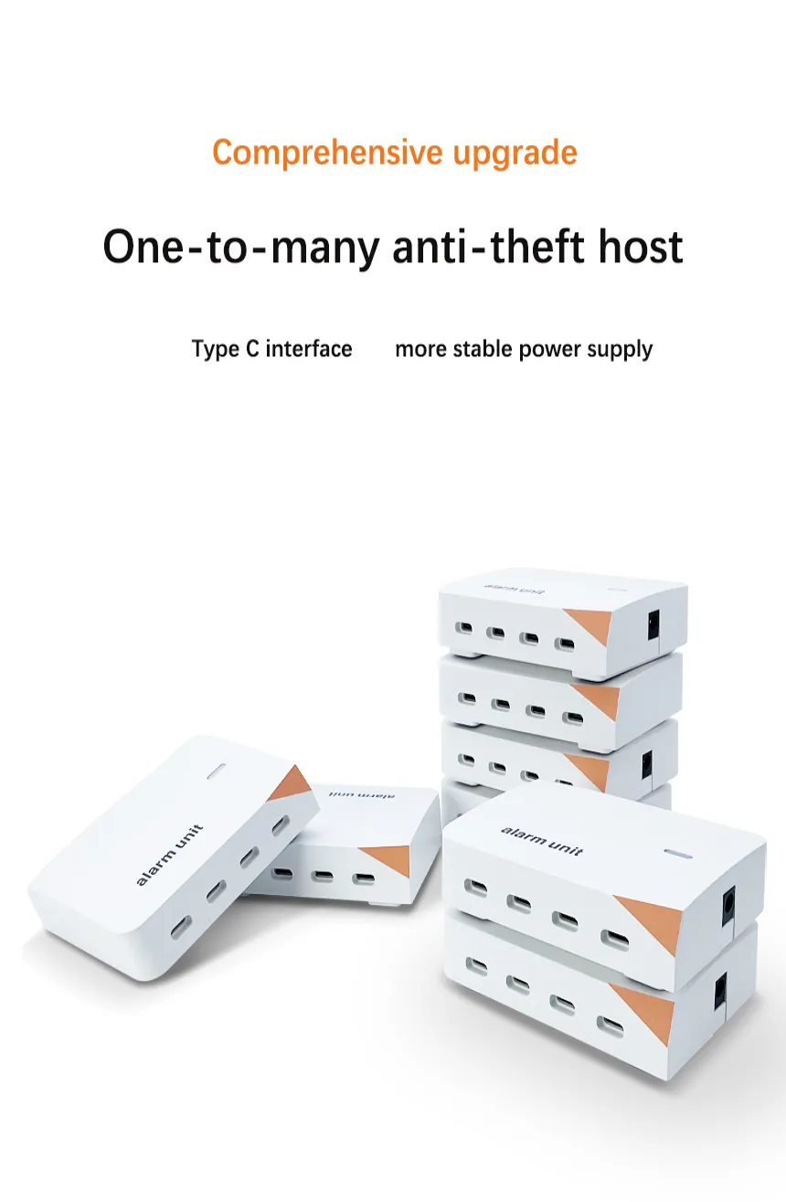 One-to-many anti-theft alarm host kit with power supply and remote control for mobile phone display